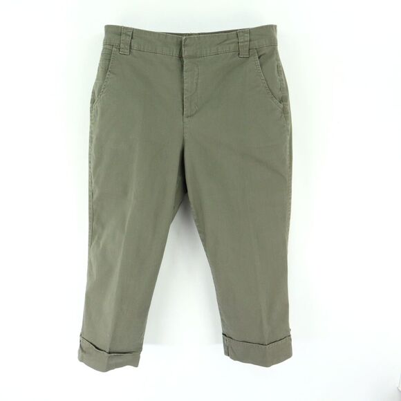 Gloria Vanderbilt Capri Pants The Perfect Fit Womens Sz 10 Green Cuffed Mid Rise - Picture 1 of 7